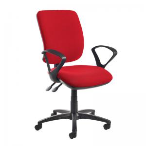 Senza high back operator chair with fixed arms - Belize Red