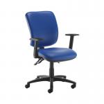 Senza high back operator chair with adjustable arms - Ocean Blue vinyl SH44-000-74465