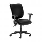 Senza high back operator chair with folding arms - Nero Black vinyl SH46-000-00110