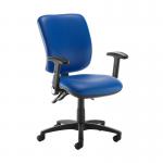 Senza high back operator chair with folding arms - Ocean Blue vinyl SH46-000-74465