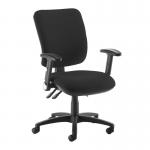 Senza High fabric back operator chair with folding arms - black SH46-000-BLK