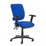 Senza High fabric back operator chair with folding arms - blue SH46-000-BLU