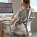 Shelby grey mesh back operator chair with headrest and grey fabric seat