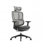Shelby black mesh back operator chair with headrest and black fabric seat SHL301K2-K