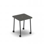 Show mobile meeting power ready table with central 80mm circular cutout 700 x 700mm - onyx grey top SHW-DT07-P-OG