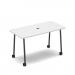 Show mobile meeting power ready table with central 80mm circular cutout 1400 x 700mm - white top SHW-DT14-P-WH