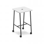 Show mobile poseur power ready table with central 80mm circular cutout 700 x 700mm - white top SHW-PT07-P-WH