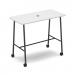 Show mobile poseur power ready table with central 80mm circular cutout 1400 x 700mm - white top SHW-PT14-P-WH