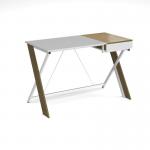Sidon home office workstation with pull out drawer - English oak with white frame
