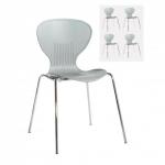 Sienna one piece shell chair with chrome legs (pack of 4) - grey SIE50001-G