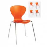 Sienna one piece shell chair with chrome legs (pack of 4) - orange SIE50001-OR