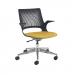 Solus designer operators chair with upholstered seat and chrome base and castors and black shell - made to order SLS305-C-K