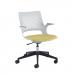 Solus designer operators chair with upholstered seat and black base and castors and dove grey shell - made to order SLS305-K-DG