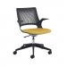 Solus designer operators chair with upholstered seat and black base and castors and black shell - made to order SLS305-K-K