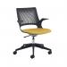 Solus designer operators chair with upholstered seat and black base and castors and black shell - made to order SLS305-K-K