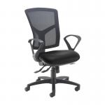 Senza high mesh back operator chair with fixed arms - Nero Black vinyl SM43-000-00110