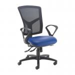 Senza high mesh back operator chair with fixed arms - Ocean Blue vinyl SM43-000-74465
