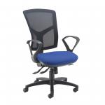 Senza high mesh back operator chair with fixed arms - blue SM43-000-B