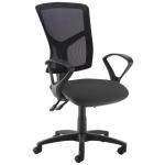 Senza mesh back operator chair with fixed arms - black SM43-000-BLK