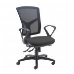 Senza high mesh back operator chair with fixed arms - charcoal SM43-000-C