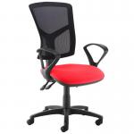 Senza high mesh back operator chair with fixed arms - red SM43-000-RED