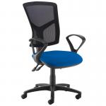 Senza high mesh back operator chair with fixed arms - Curacao Blue SM43-000-YS005