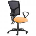 Senza high mesh back operator chair with fixed arms - Solano Yellow SM43-000-YS072