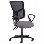 Senza high mesh back operator chair with fixed arms - Blizzard Grey SM43-000-YS081