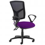 Senza high mesh back operator chair with fixed arms - Tarot Purple SM43-000-YS084