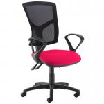 Senza high mesh back operator chair with fixed arms - Diablo Pink SM43-000-YS101