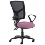 Senza high mesh back operator chair with fixed arms - Bridgetown Purple SM43-000-YS102