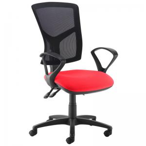 Senza high mesh back operator chair with fixed arms - Belize Red