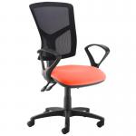 Senza high mesh back operator chair with fixed arms - Tortuga Orange SM43-000-YS168