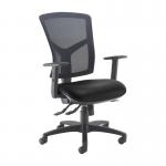 Senza high mesh back operator chair with adjustable arms - Nero Black vinyl SM44-000-00110
