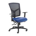Senza high mesh back operator chair with adjustable arms - Ocean Blue vinyl SM44-000-74465