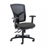 Senza high mesh back operator chair with folding arms - charcoal SM46-000-C