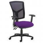 Senza high mesh back operator chair with folding arms - Tarot Purple SM46-000-YS084
