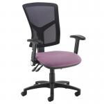Senza high mesh back operator chair with folding arms - Bridgetown Purple SM46-000-YS102