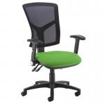 Senza high mesh back operator chair with folding arms - Lombok Green SM46-000-YS159
