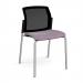 Santana 4 leg stacking chair with fabric seat and mesh back and chrome frame and no arms - made to order SMB100-C