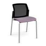 Santana 4 leg stacking chair with fabric seat and mesh back and chrome frame and no arms - made to order SMB100-C