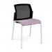 Santana 4 leg stacking chair with fabric seat and mesh back and grey frame and no arms - made to order SMB100-G