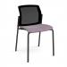 Santana 4 leg stacking chair with fabric seat and mesh back and black frame and no arms - made to order SMB100-K