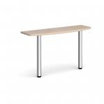 D-end desk extension table 1200mm wide with chrome legs - maple top