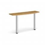 D-end desk extension table 1200mm wide with chrome legs - oak top