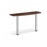 D-end desk extension table 1200mm wide with chrome legs - walnut top