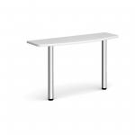D-end desk extension table 1200mm wide with chrome legs - white top