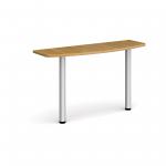 D-end desk extension table 1200mm wide with silver legs - oak top