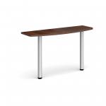 D-end desk extension table 1200mm wide with silver legs - walnut top