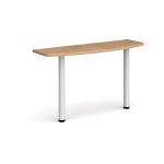 D-end desk extension table 1200mm wide with white legs - beech top